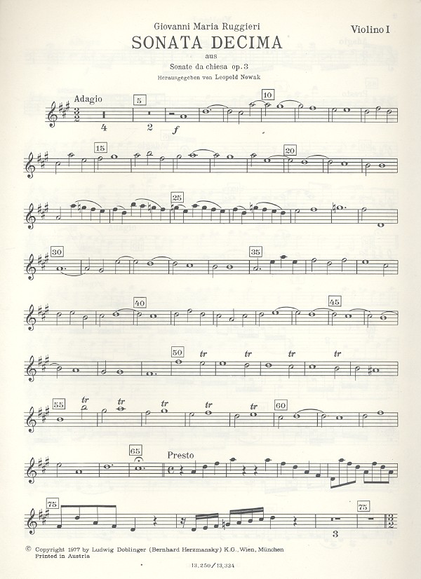 Sonata decima aus 'Sonate da chiesa op.3' für 2 Violinen,