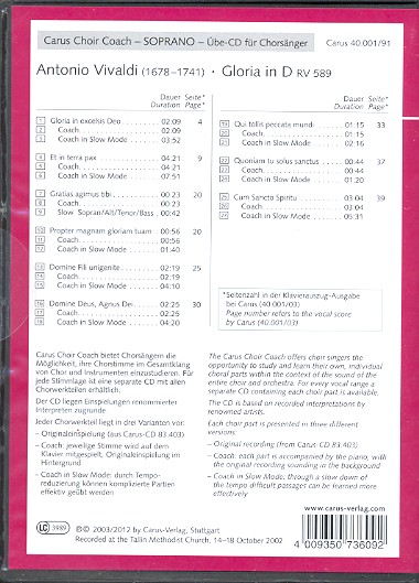 Gloria D-Dur RV589 - Chorstimme Sopran
