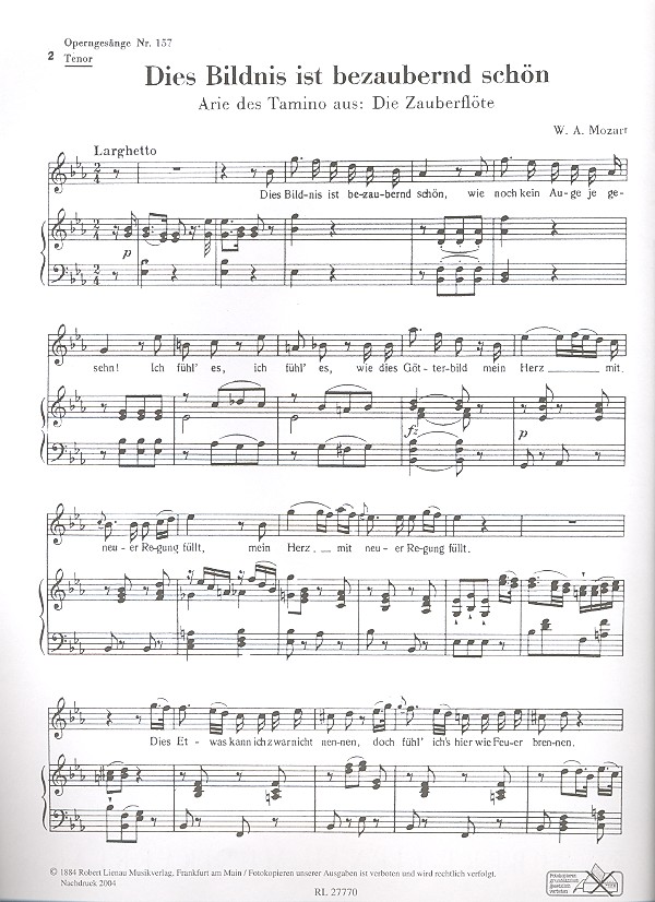 Dies Bildnis ist bezaubernd schön (aus 'Die Zauberflöte')