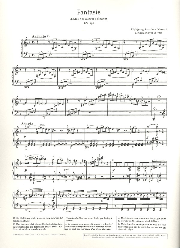 Fantasie d-Moll KV397