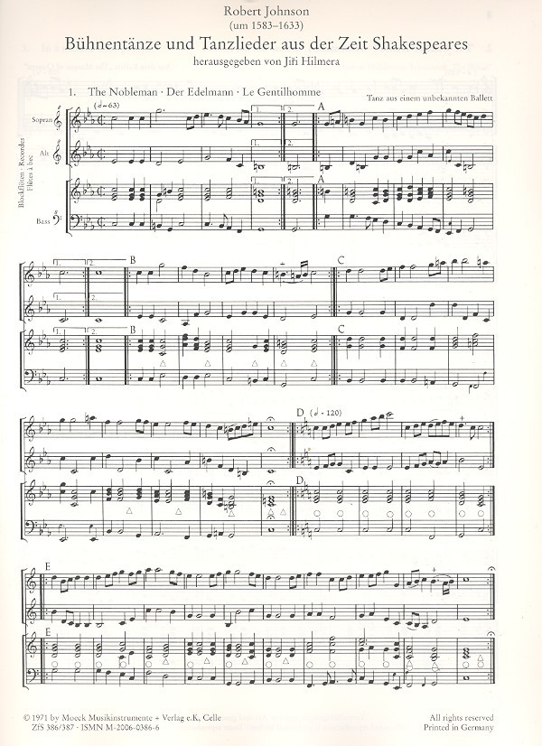Bühnentänze und Tanzlieder aus der Zeit Shakespeares