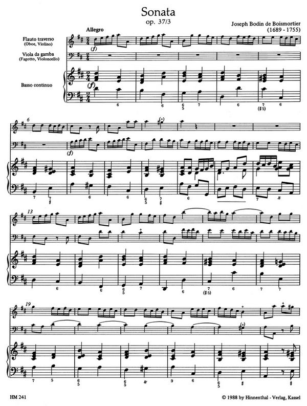 Sonate D-Dur op.37,3  für Flöte,