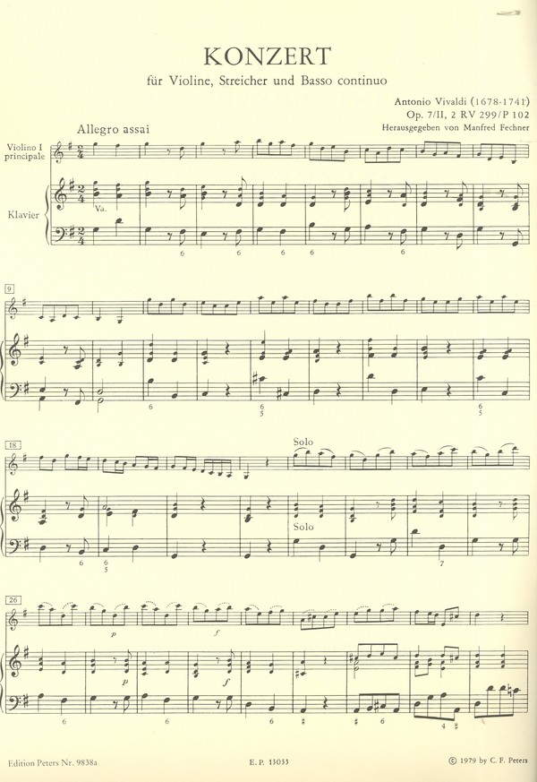 Konzert G-Dur op.7,2 RV299 für Violine und Orchester