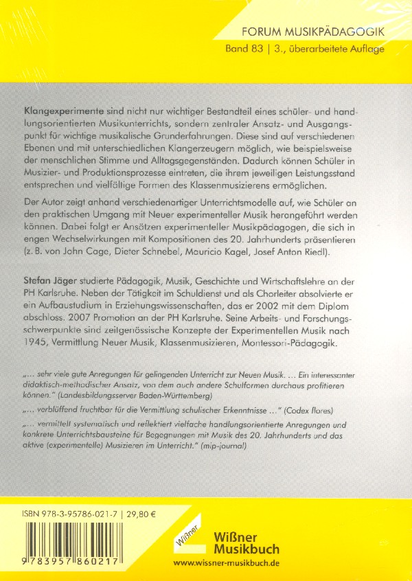 Experimentelle Musik in der Sekundarstufe Ausgewählte Ansätze für da