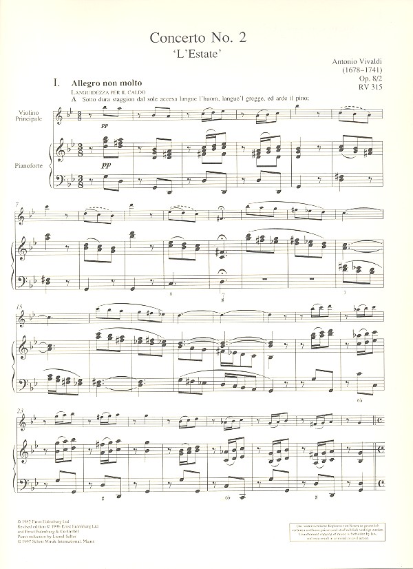 Die vier Jahreszeiten op. 8/2 RV 315 / PV 336