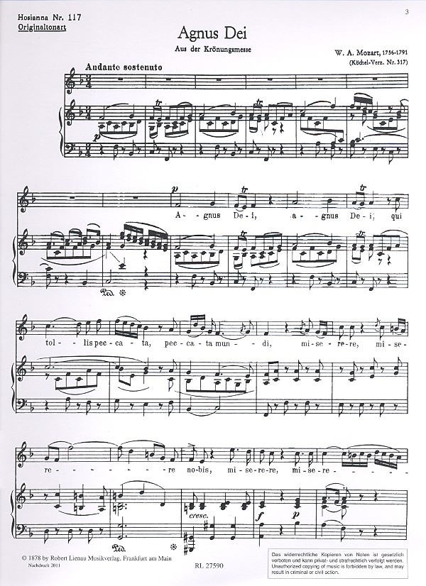 Agnus dei aus der Krönungsmesse KV317