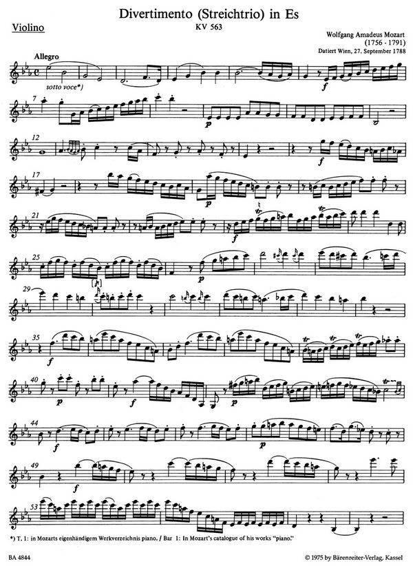 Divertimento Es-Dur KV563