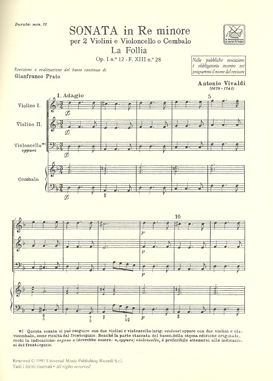 Sonata re minore op.1,12 FXIII:28