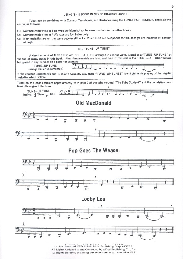 Tunes for Tuba (Bass) Technique Level 1