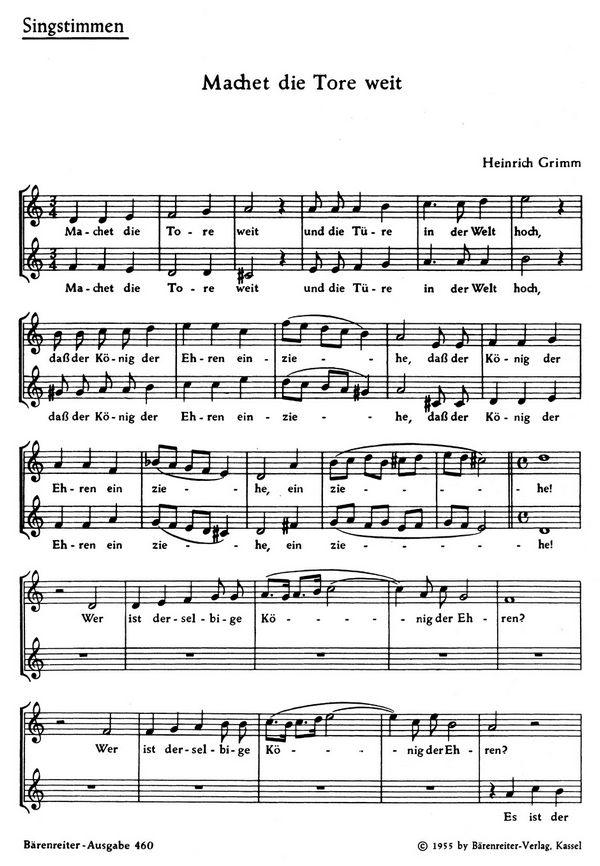 Machet die Tore weit und der Tag der ist