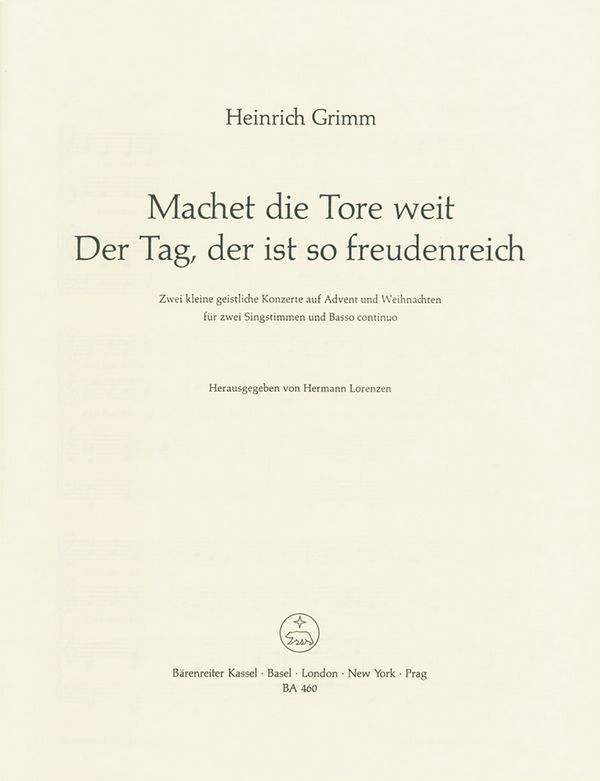 Machet die Tore weit und der Tag der ist