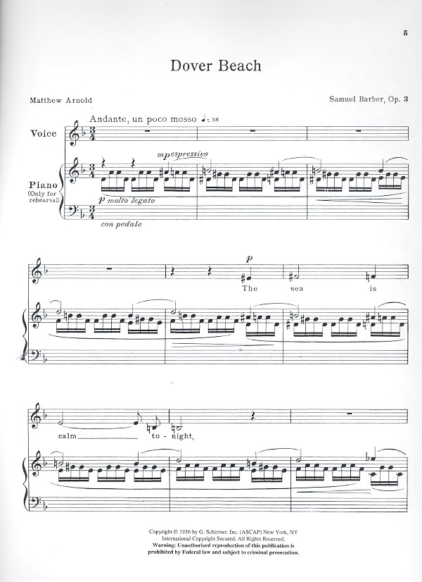 Dover Beach op.3 for medium voice
