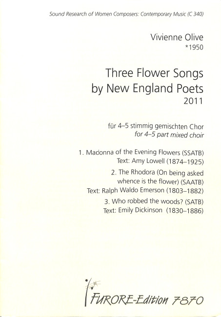 3 Flower Songs by New England Poets