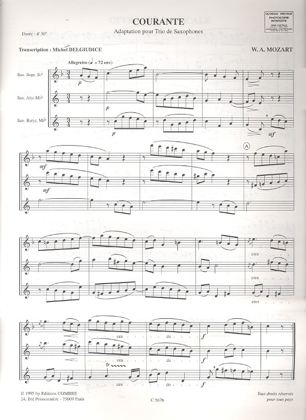 Courante (Mozart) et Offrande musicale (Bach)