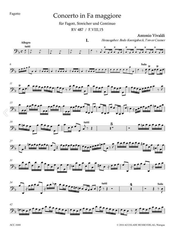 Konzert F-Dur RV487 für Fagott, Streicher und Cembalo