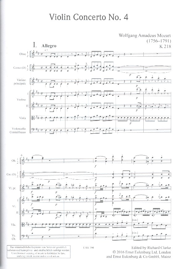 Konzert Nr.4 D-Dur KV218 (+CD)