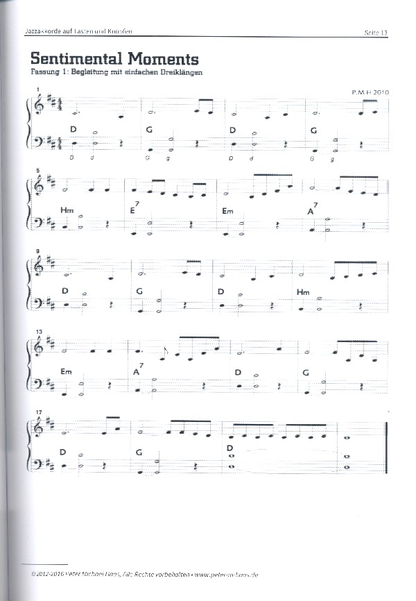 Jazzakkorde auf Tasten und Knöpfen