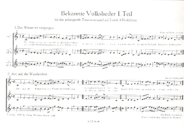 Bekannte Volkslieder Band 1