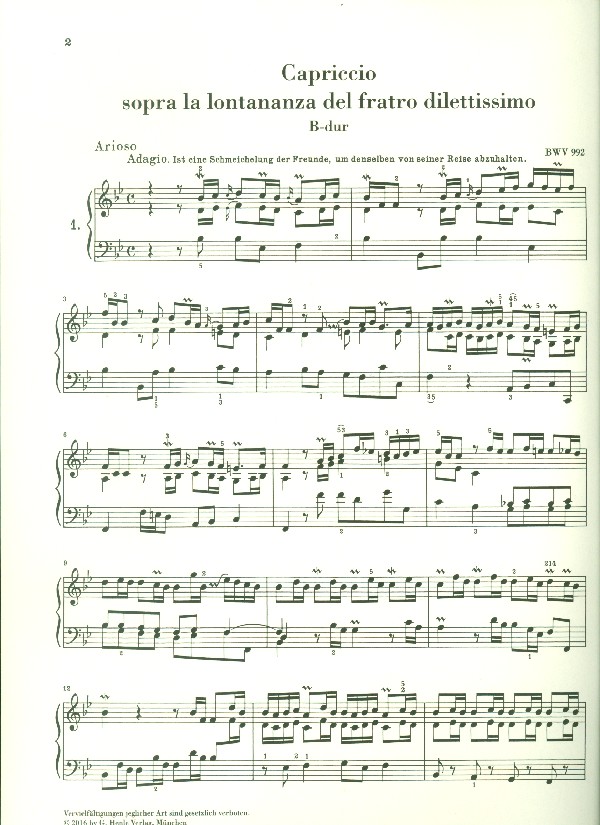 Capriccio sopra la lontananza del fratro dilettissimo BWV992