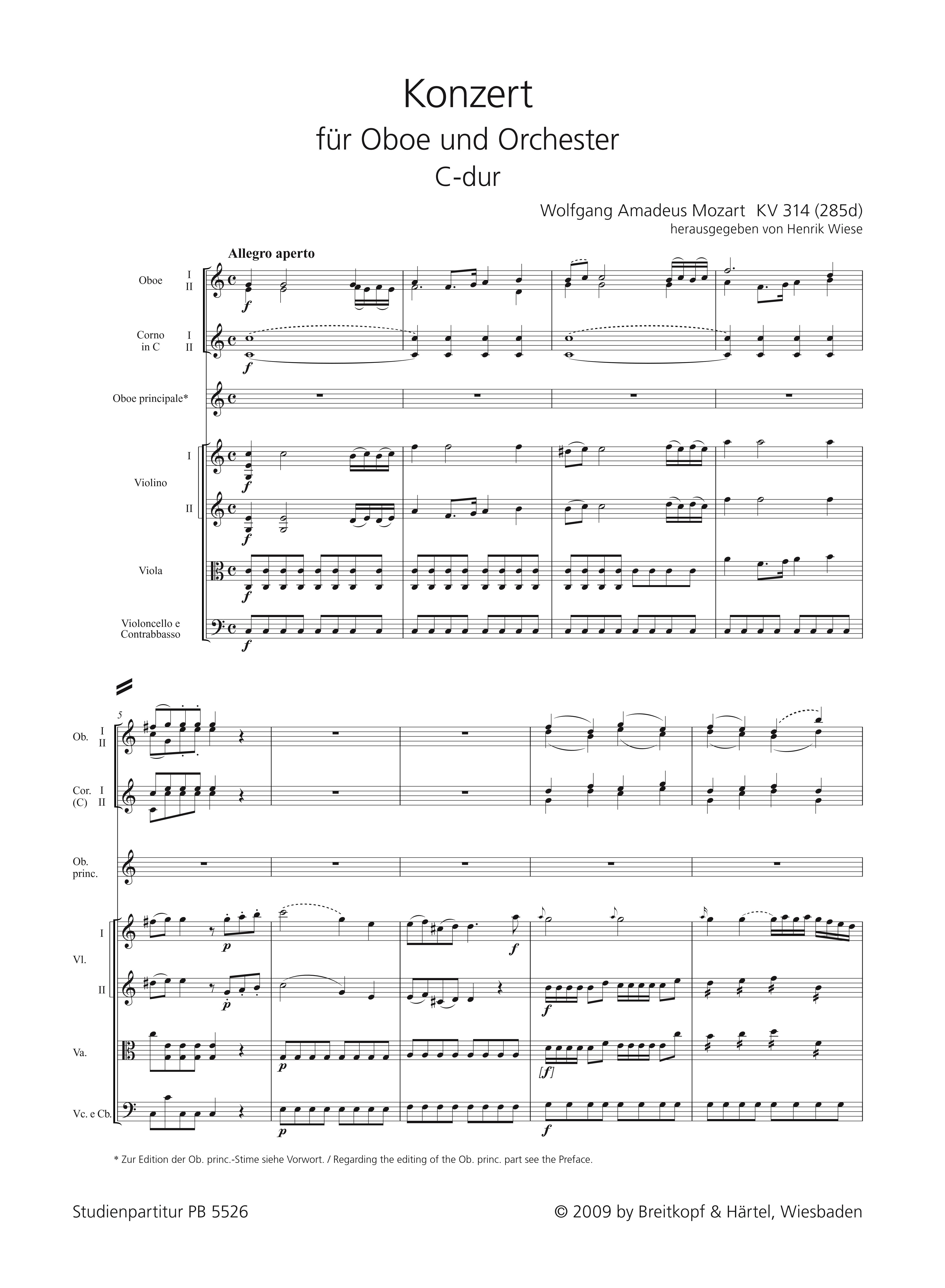 Konzert C-Dur KV314 (KV285d)