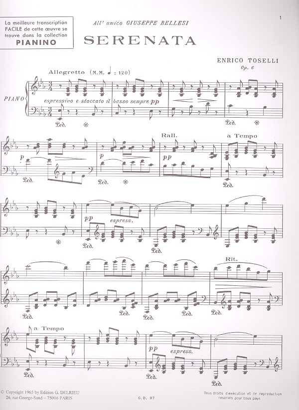 Serenade op.6 pour piano