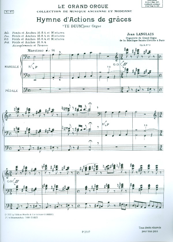 Hymne d'action de grâces op.5,3 'Te Deum'