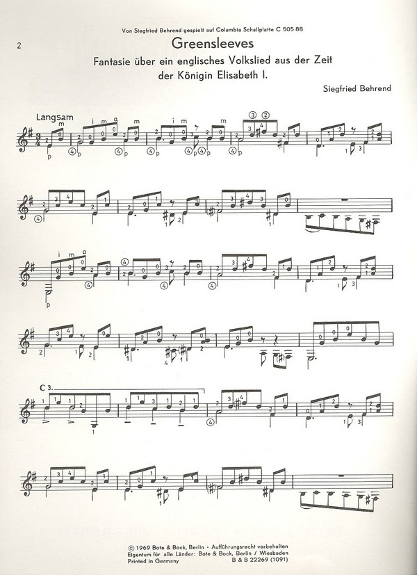 Greensleeves - Fantasie über ein englisches Volkslied