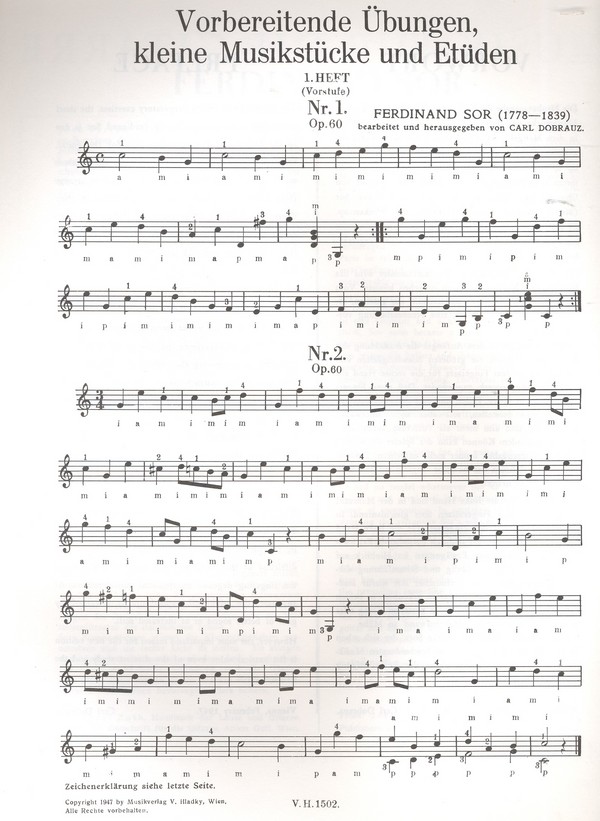 Vorbereitende Übungen, kleine Musikstücke und Etüden Band 1 (Vorstufe)