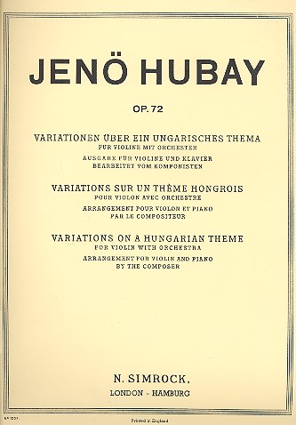 Variationen über ein ungarisches Thema op.72