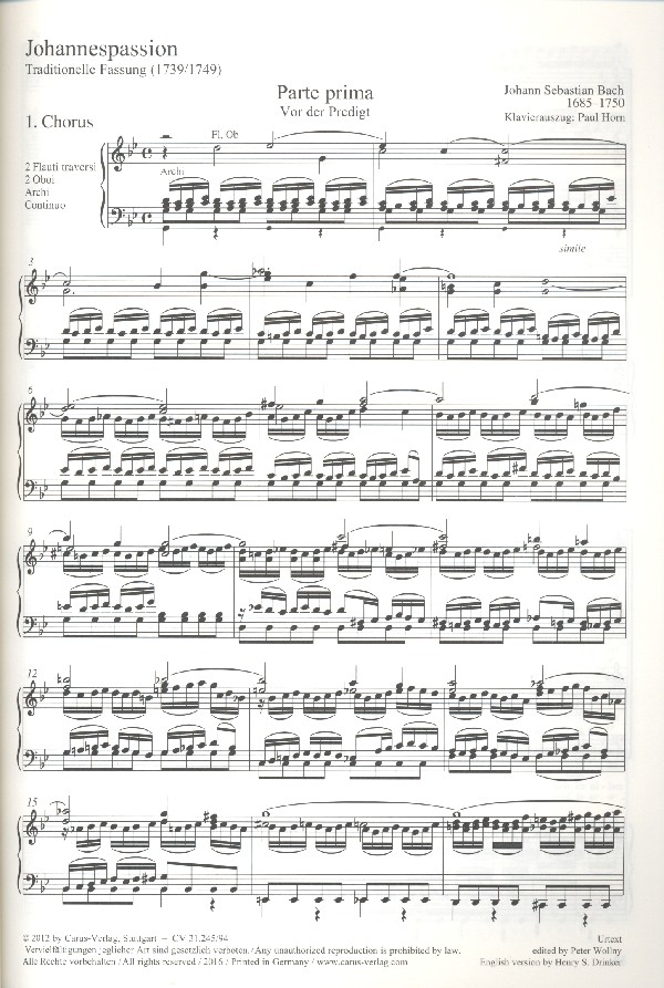 Johannespassion BWV245 (traditionelle Fassung 1739/1749)