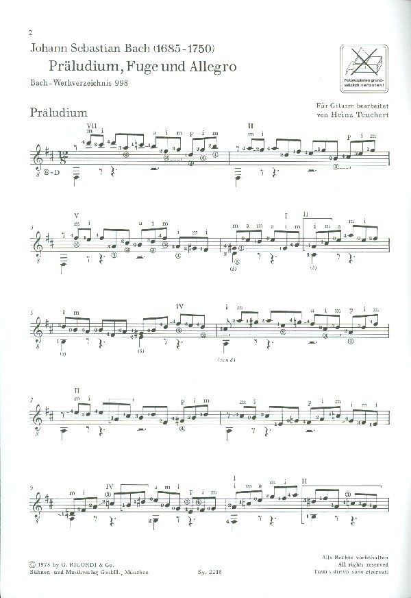 Präludium, Fuge und Allegro BWV998