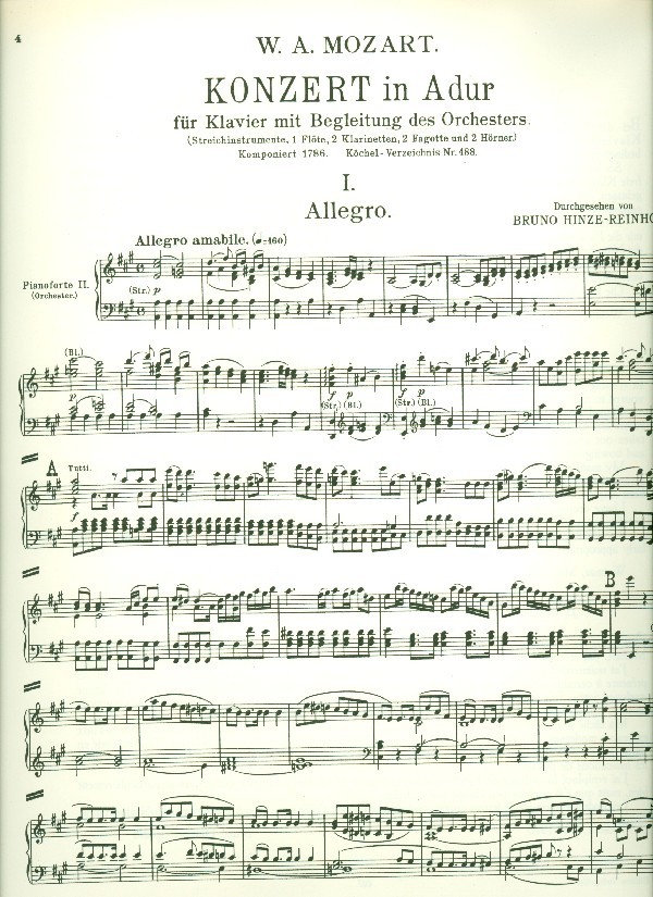Konzert A-Dur KV488 für Klavier