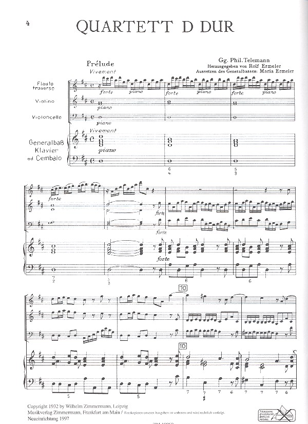 Quartett D-Dur TWV43:D3