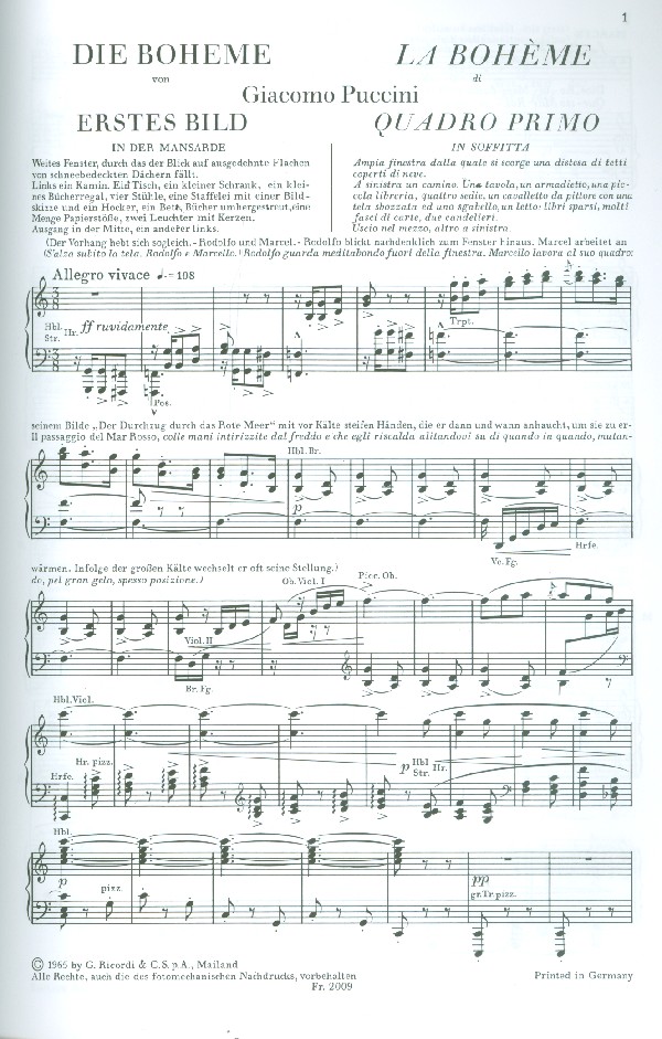 La Bohème Klavierauszug (dt/it)