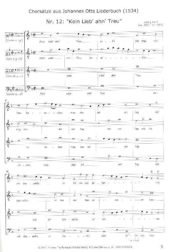 Chorsätze aus Johannes Otts Liederbuch