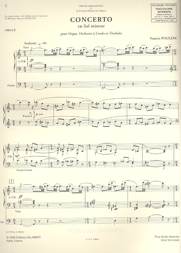 Concerto sol mineur pour orgue,