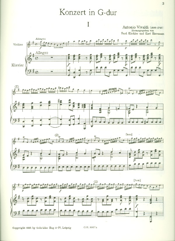 Concerto G-Dur F.I:173  für Violine und Streichorchester