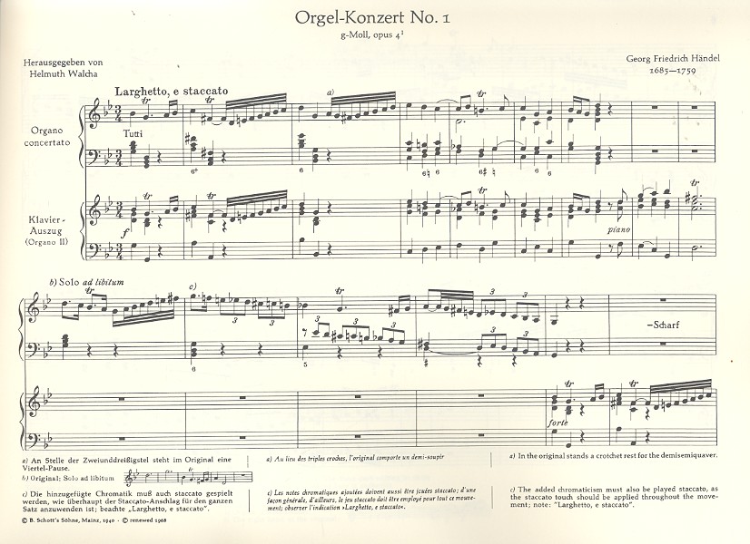 Orgel-Konzert Nr. 1 g-Moll op. 4/1 HWV 289