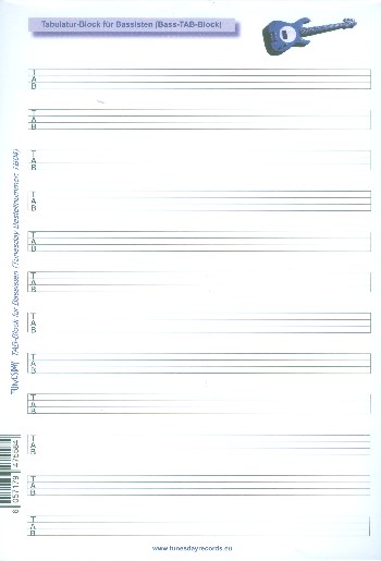 Notenblock Tabulatur Din A4 hoch