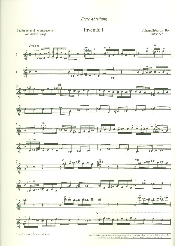 Sämtliche zweistimmigen Inventionen BWV772-786