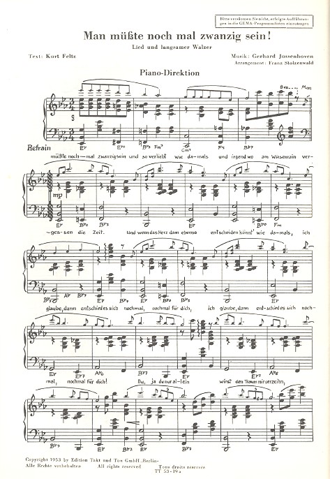 Man müßte nochmal zwanzig sein  und