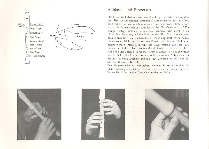 Handleitung für das Spiel der Altblockflöte Band 1