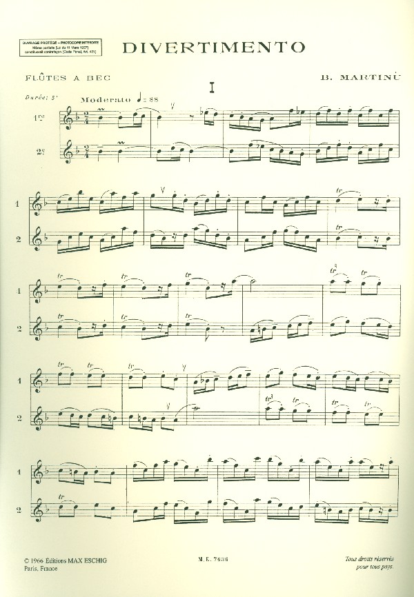 Divertimento pour 2 flûtes à bec