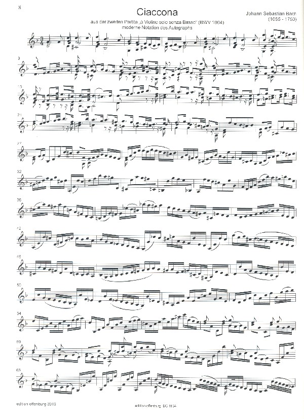 Chaconne aus Partita Nr.2 BWV1004 für Violine