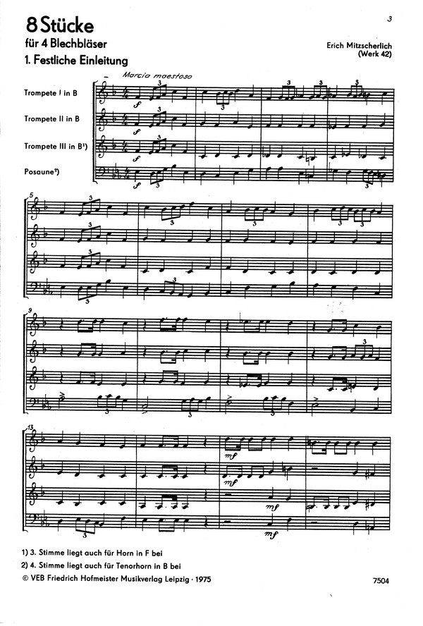 8 Stücke für 4 Blechbläser