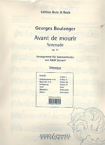 Avant de mourir op.17: Serenade