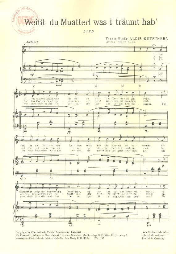 Weißt du Muatterl was i träumt hab: