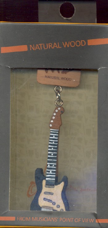 Anhänger aus Holz E-Gitarre (schwarz) mit Schlaufenband