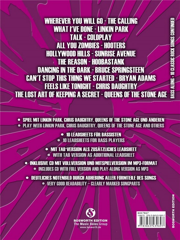 Bass along Band 8 - 10 Classic Rock Songs continued (+MP3-CD):