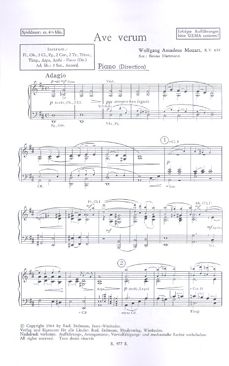 Ave verum KV618   und  Caro mio ben